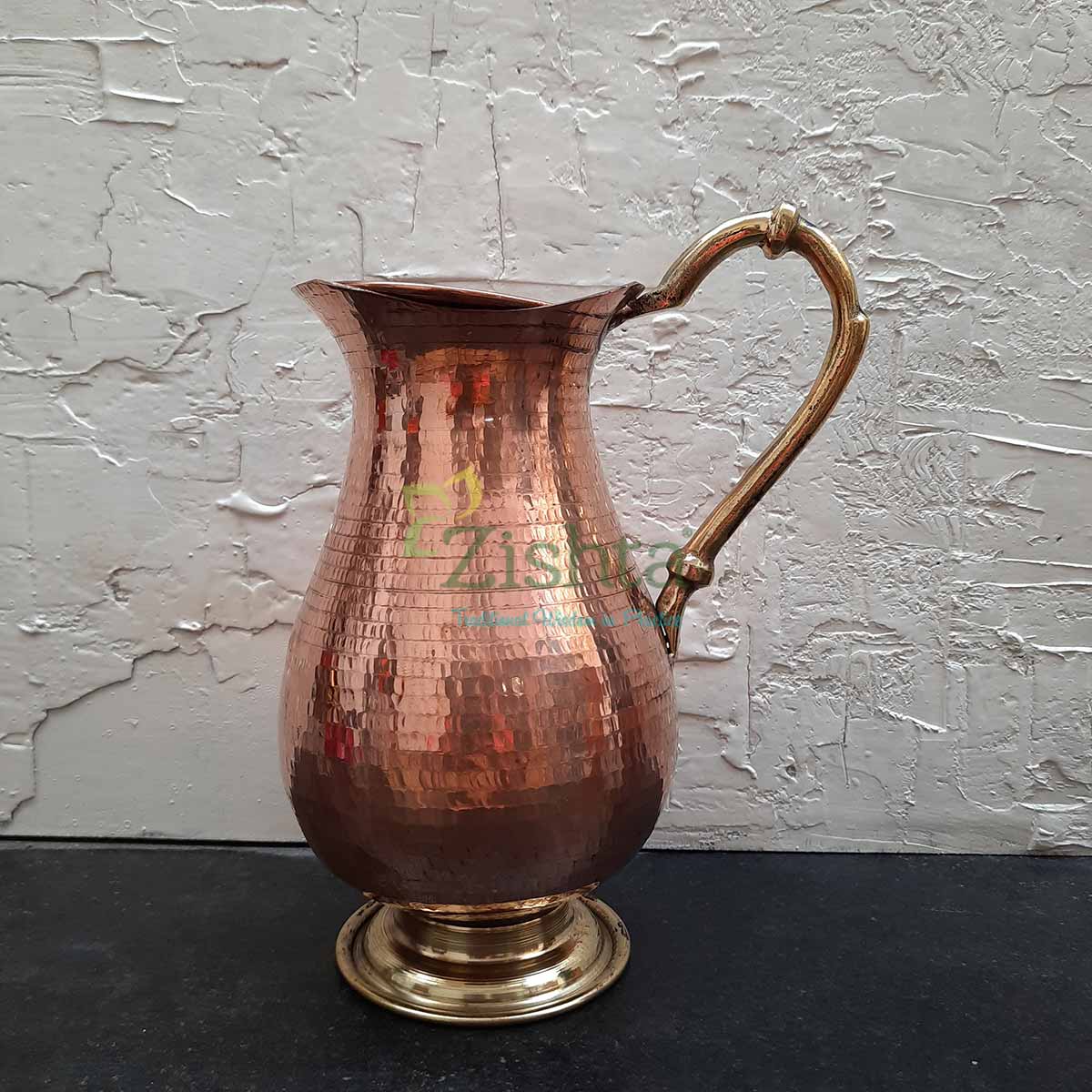 Buy Zishta Copper Jug with Copper glasses Traditional Mughalai Design