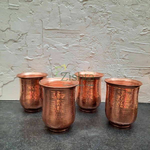 Zishta Copper Jug with Copper glasses: Traditional Mughalai Design count 4 Zishta Copper Jug with Copper glasses: Traditional Mughalai Design count 4