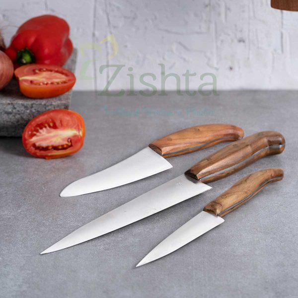 Zishta Reha Kitchen Knife Set – Chef Knife, Chopper Knife & Utility Knife
