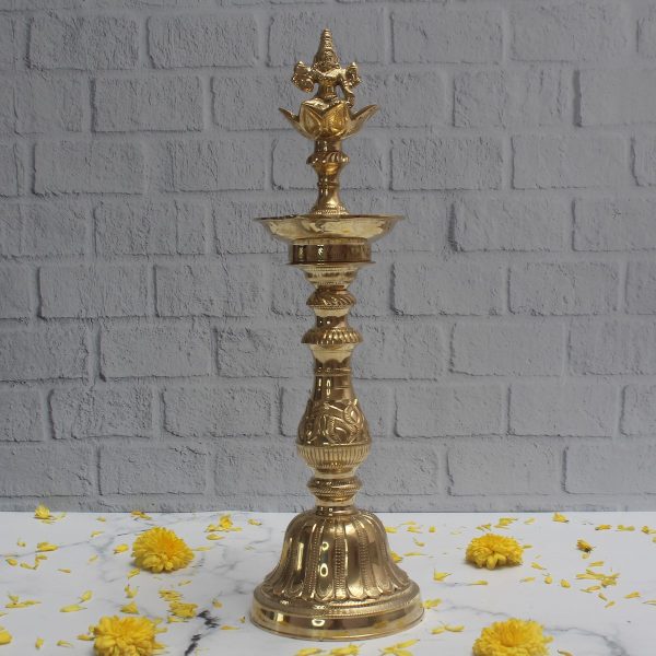 Traditional Brass Kuthu Vilakku (lamp): Ega Vilakku with Lakshmi Traditional Brass Kuthu Vilakku (lamp): Ega Vilakku with Lakshmi