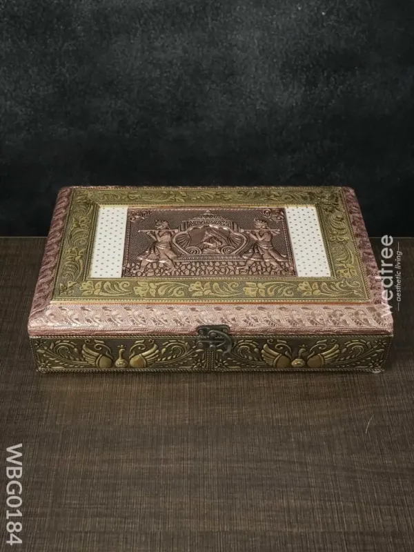 Oxidised Embossed Dry Fruit Box with Palanquin Design – 12X8 Inches – WBG0184 Oxidised Embossed Dry Fruit Box with Palanquin Design – 12X8 Inches – WBG0184