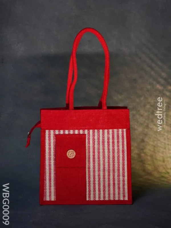 Jute bag – Taper strip with mobile pouch, inner pouch and zipper – Coloured