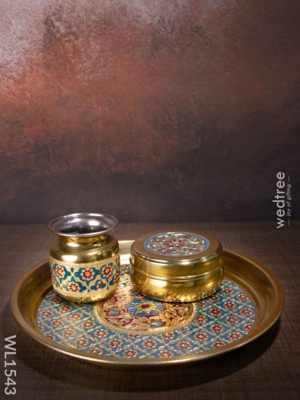 Meenakari Thali Set with Golden finish Meenakari Thali Set with Golden finish