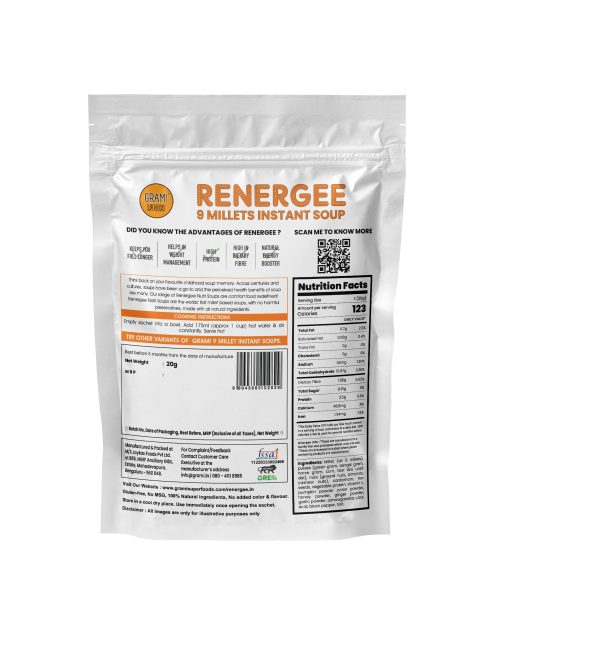 Renergee instant 9 millet Pumpkin  soup -240G (20g * 12 pack )