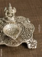 white-metal-ganesh-chowki-with-diya-diyas-406