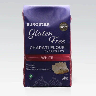 EUROSTAR GLUTEN FREE CHAPATI FLOUR WHITE 3KG EUROSTAR GLUTEN FREE CHAPATI FLOUR WHITE 3KG