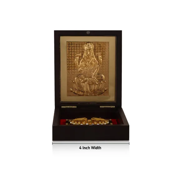 Mahalakshmi With Sri Padham Box – Small Gold Print Mahalakshmi With Sri Padham Box – Small Gold Print