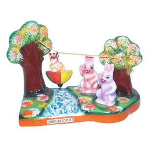 Kudai Padagu Set – 7.2 Inches | Giri Golu Doll/ Clay/ Umbrella Boat Set/ Navratri Bommai/ Showpiece