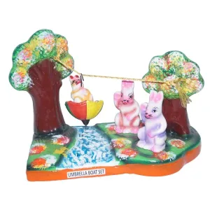 Kudai Padagu Set – 7.2 Inches | Giri Golu Doll/ Clay/ Umbrella Boat Set/ Navratri Bommai/ Showpiece