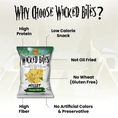 Wicked Bites Millet Cheese Mint 30g x 2 Wicked Bites Millet Cheese Mint 30g x 2