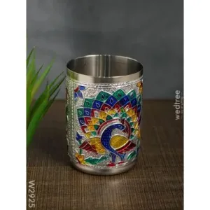 Silver Meenakari Glass