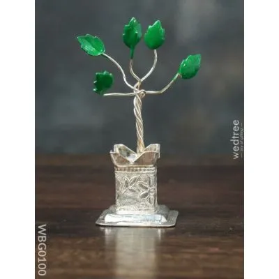 German Silver Tulasi Maadam with Green Leaves German Silver Tulasi Maadam with Green Leaves