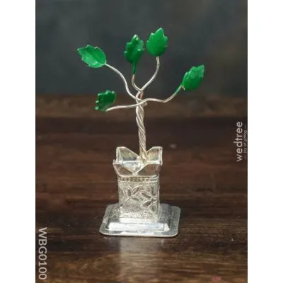 German Silver Tulasi Maadam with Green Leaves German Silver Tulasi Maadam with Green Leaves