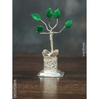German Silver Tulasi Maadam with Green Leaves German Silver Tulasi Maadam with Green Leaves