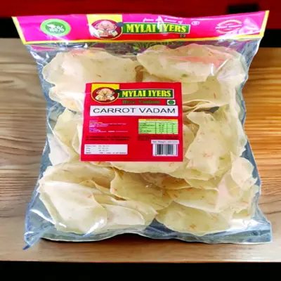MYLAI IYERS CARROT RICE Vadam / Vadiyalu / Sandige -100g MYLAI IYERS CARROT RICE Vadam / Vadiyalu / Sandige -100g