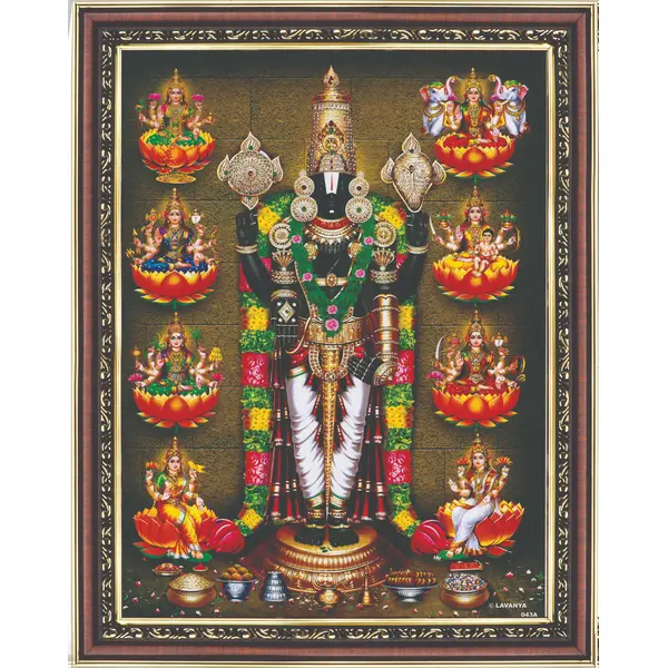 Photo Frame – Lord Perumal with Ashtalakshmi – 14 x 11 Inches Photo Frame – Lord Perumal with Ashtalakshmi – 14 x 11 Inches