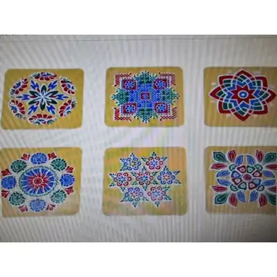 Colour Kolam Sticker (6 Pcs) 4 X 4 Colour Kolam Sticker (6 Pcs) 4 X 4