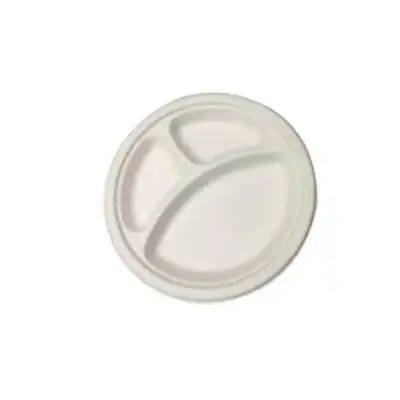 Eco friendly 10″ 3 COMPARTMENT BAGASSE PLATES (pack of 50) Eco friendly 10″ 3 COMPARTMENT BAGASSE PLATES (pack of 50)