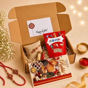 Bandhan of Love – Celebrations Milk Chocolate Box (300g) Rakhi Set