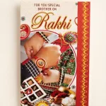 Bandhan of Love – Blueberry Kaju Katli Rakhi Set Raksha Bandhan Greeting card (single piece)
