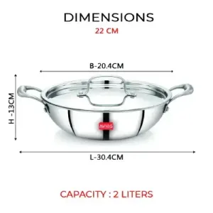 AVIAS TRIPLY KADAI WITH SS LID – 22CM (2L)