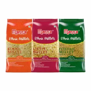 Manna Mixed Millets Combo Pack of 3 (Foxtail Millet 500g Kodo Millet 500g &Barnyard Millet 500g) Manna Mixed Millets Combo Pack of 3 (Foxtail Millet 500g Kodo Millet 500g &Barnyard Millet 500g)