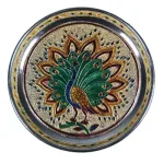 Meenakari Pooja Plate - Floral Peacock design - Stainless Steel_1