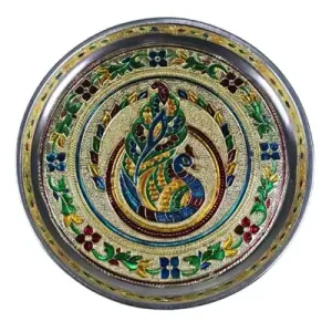 Annapakshi Meenakari Pooja Plate – 9 inch