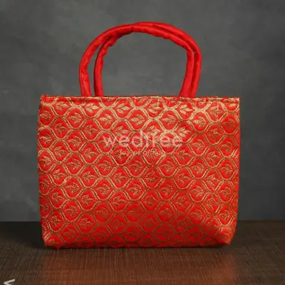 Hand Bag Raw Silk with Golden Leaf Design – W2746 Hand Bag Raw Silk with Golden Leaf Design – W2746