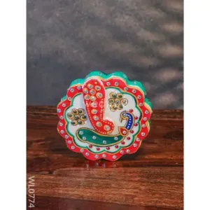 Marble round shape ganesha kum kum holder – WL0774