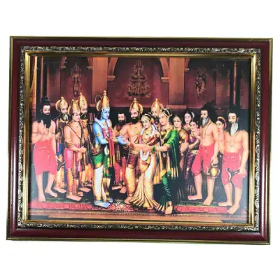 Seetha Rama Kalyanam Picture with wooden frame – 14 x 11 inches Seetha Rama Kalyanam Picture with wooden frame – 14 x 11 inches