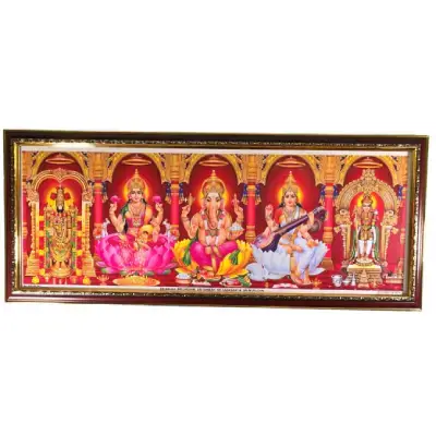 Sri Perumal – Lakshmi – Sri Ganesha – Saraswati – Murugan Photo – 31 x 12 inches Sri Perumal – Lakshmi – Sri Ganesha – Saraswati – Murugan Photo – 31 x 12 inches