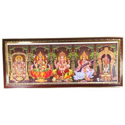 Sri Venkateswara – Lakshmi – Ganesha – Saraswati – Raja Alangaram Murugan Photo – 31 x 12 inches Sri Venkateswara – Lakshmi – Ganesha – Saraswati – Raja Alangaram Murugan Photo – 31 x 12 inches
