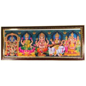 Sri Venkateswara – Sri Lakshmi – Sri Ganapathy – Sri Saraswati – Murugan Photo – 31 x 12 inches