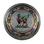 Stainless Steel Pooja Plate – Peacock and Floral design