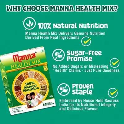 Manna Health Mix 500g and Manna Date Powder 200g Combo Pack | All Natural Kids Nutrition Drink + All Natural Sweetner For Kids Manna Health Mix 500g and Manna Date Powder 200g Combo Pack | All Natural Kids Nutrition Drink + All Natural Sweetner For Kids