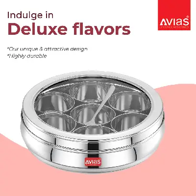 SS Utensils – Avias Spice Box Deluxe GL (Medium) SS Utensils – Avias Spice Box Deluxe GL (Medium)