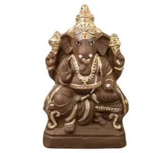 Ganapati Simhasanam – 9 Inch Gold Right Trunk