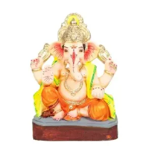 MH Ganesha – Clay – 10 Inch – Colour Crown Left Trunk
