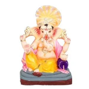 MH Ganesha – Clay – 12 Inch – Colour Turban Left Trunk MH Ganesha - Clay - 12 Inch - Colour Turban Left Trunk