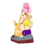MH Ganesha - Clay- 12 Inch - Colour Turban Right Trunk_3