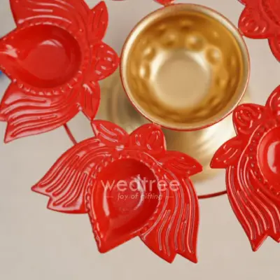 Metal Urli with Lotus Diya – WBG1468 Metal Urli with Lotus Diya – WBG1468