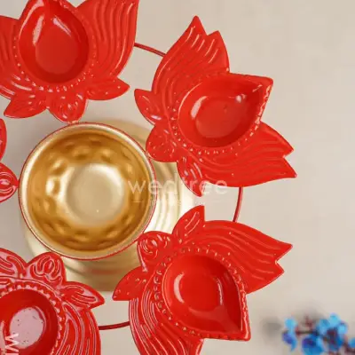 Metal Urli with Lotus Diya – WBG1468 Metal Urli with Lotus Diya – WBG1468