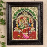 Tanjore Painting - Bala & Lalitha Tripura Sundari - Flat (Gold Foil) - 15x12 inch - WL3056_1