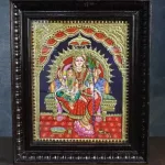 Tanjore Painting - Bala & Lalitha Tripura Sundari - Flat (Gold Foil) - 15x12 inch - WL3056_5
