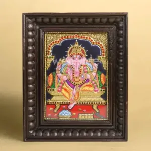 Tanjore Painting – Ganesha – Flat (Gold Foil) – 8×6 inch – WL1821