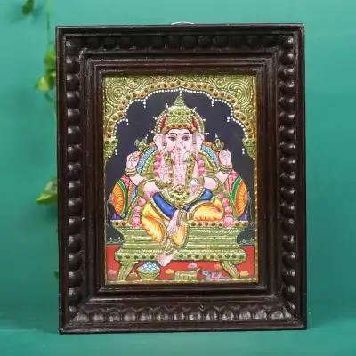 Tanjore Painting – Ganesha – Flat (Gold Foil) – 8×6 inch – WL1821 Tanjore Painting – Ganesha – Flat (Gold Foil) – 8×6 inch – WL1821