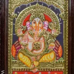 Tanjore Painting - Ganesha - Flat (Gold Foil) - 8x6 inch - WL1821_4