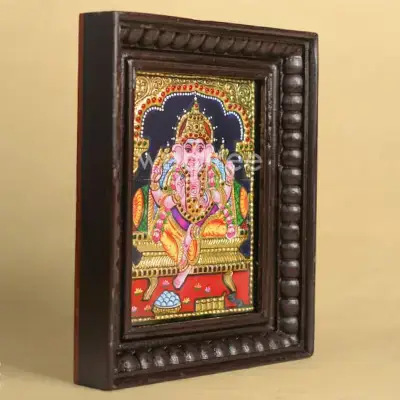 Tanjore Painting – Ganesha – Flat (Gold Foil) – 8×6 inch – WL1821 Tanjore Painting – Ganesha – Flat (Gold Foil) – 8×6 inch – WL1821