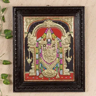Tanjore Painting – Tirupathi Balaji – Flat (Gold Foil) – 15×12 inch – WL3970 Tanjore Painting – Tirupathi Balaji – Flat (Gold Foil) – 15×12 inch – WL3970